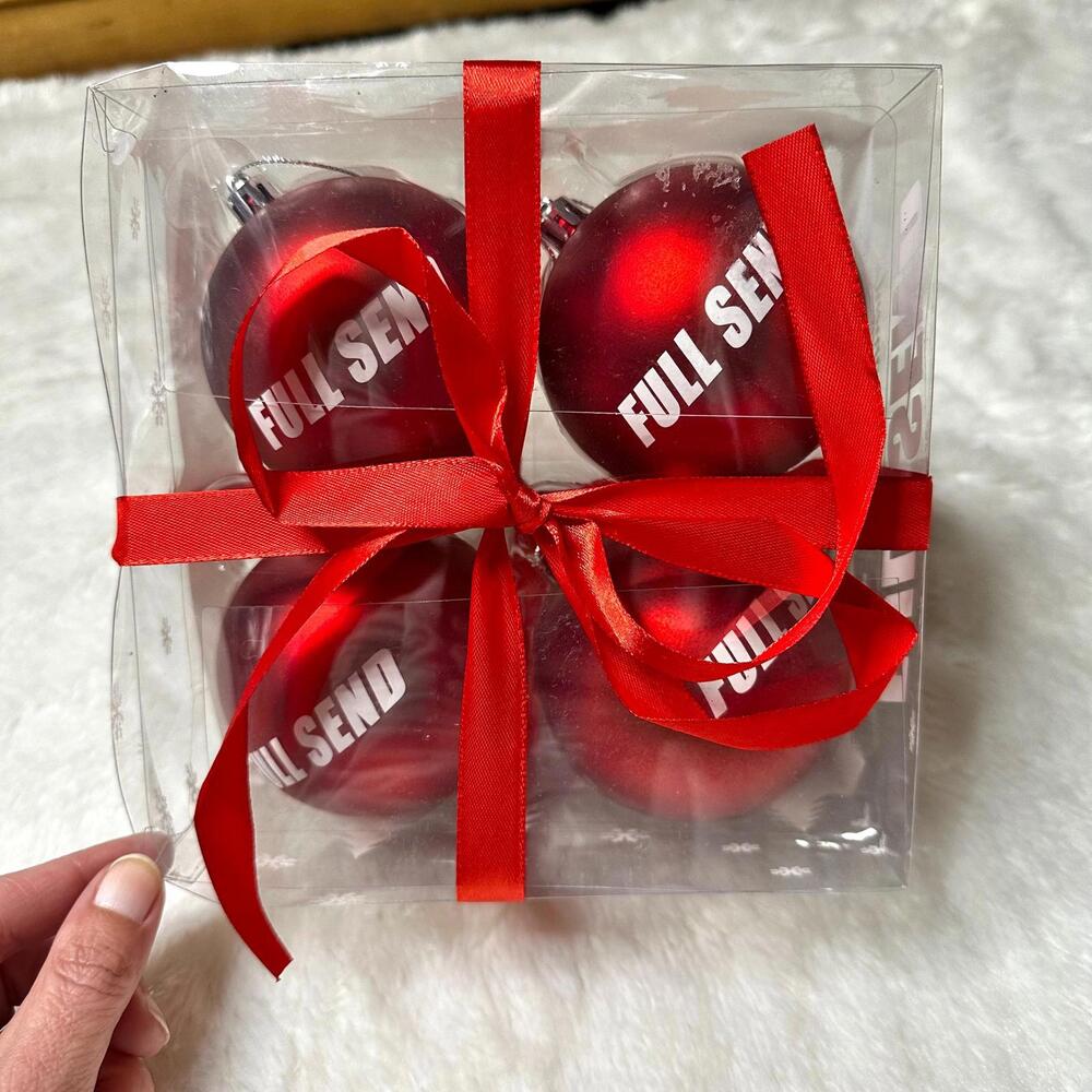 NWT Full Send Red Christmas Ornaments Set - 4 Pack